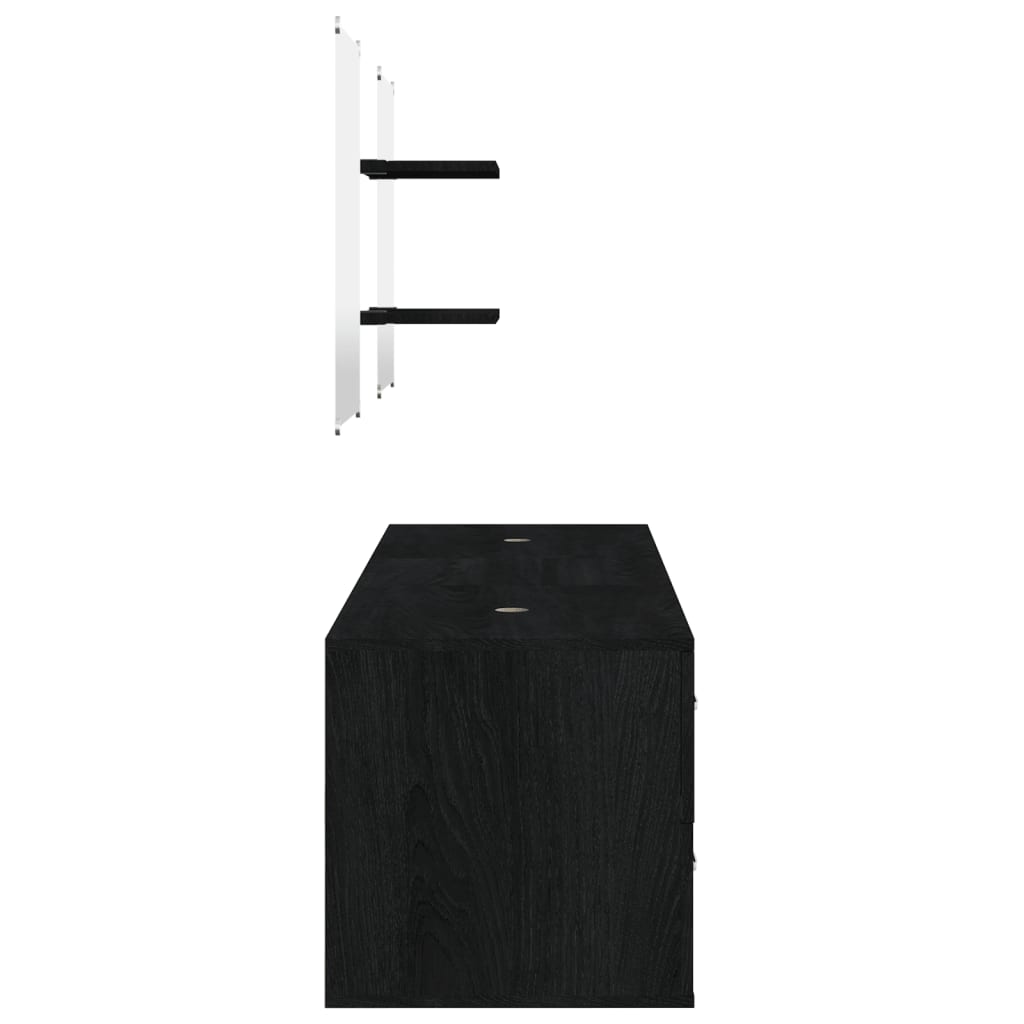 Bathroom furniture set, 5 pieces, black, processed wood