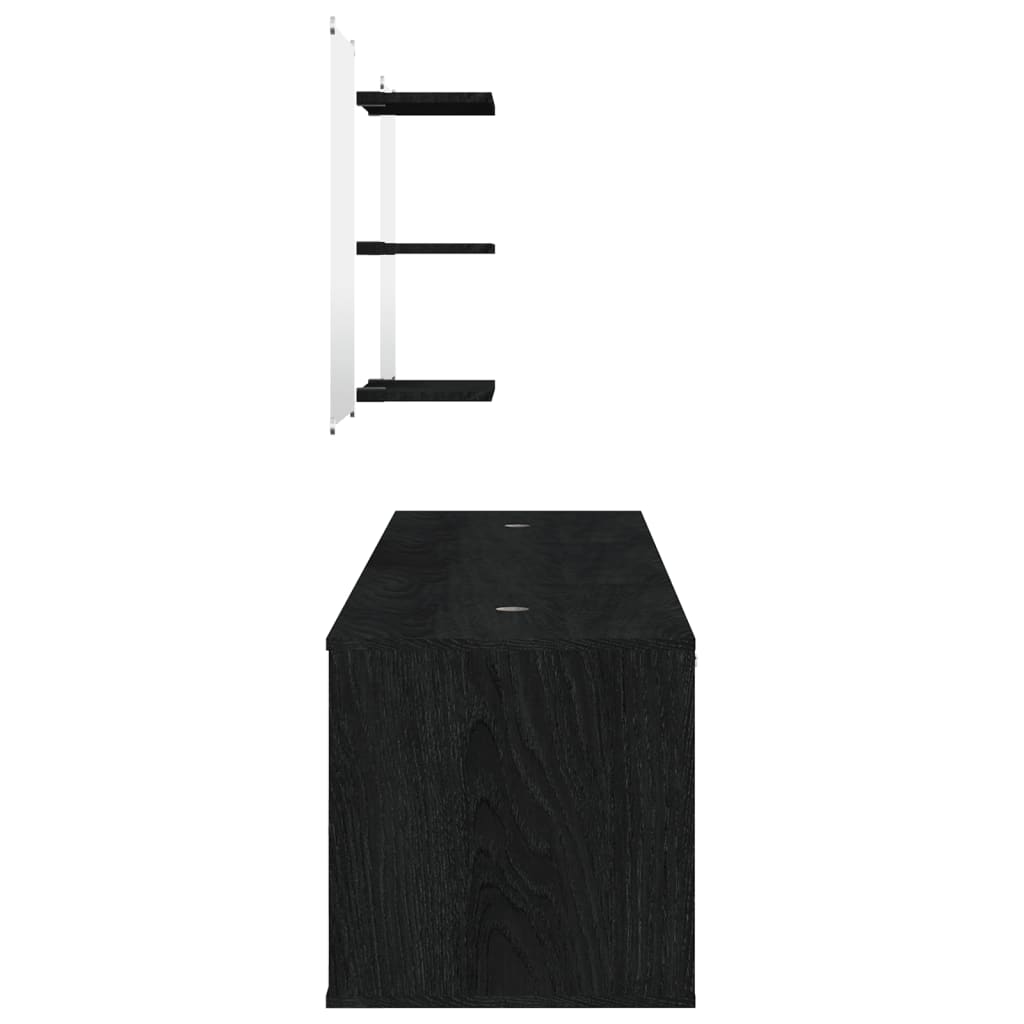 Set mobilier de baie, 6 piese, negru, lemn prelucrat