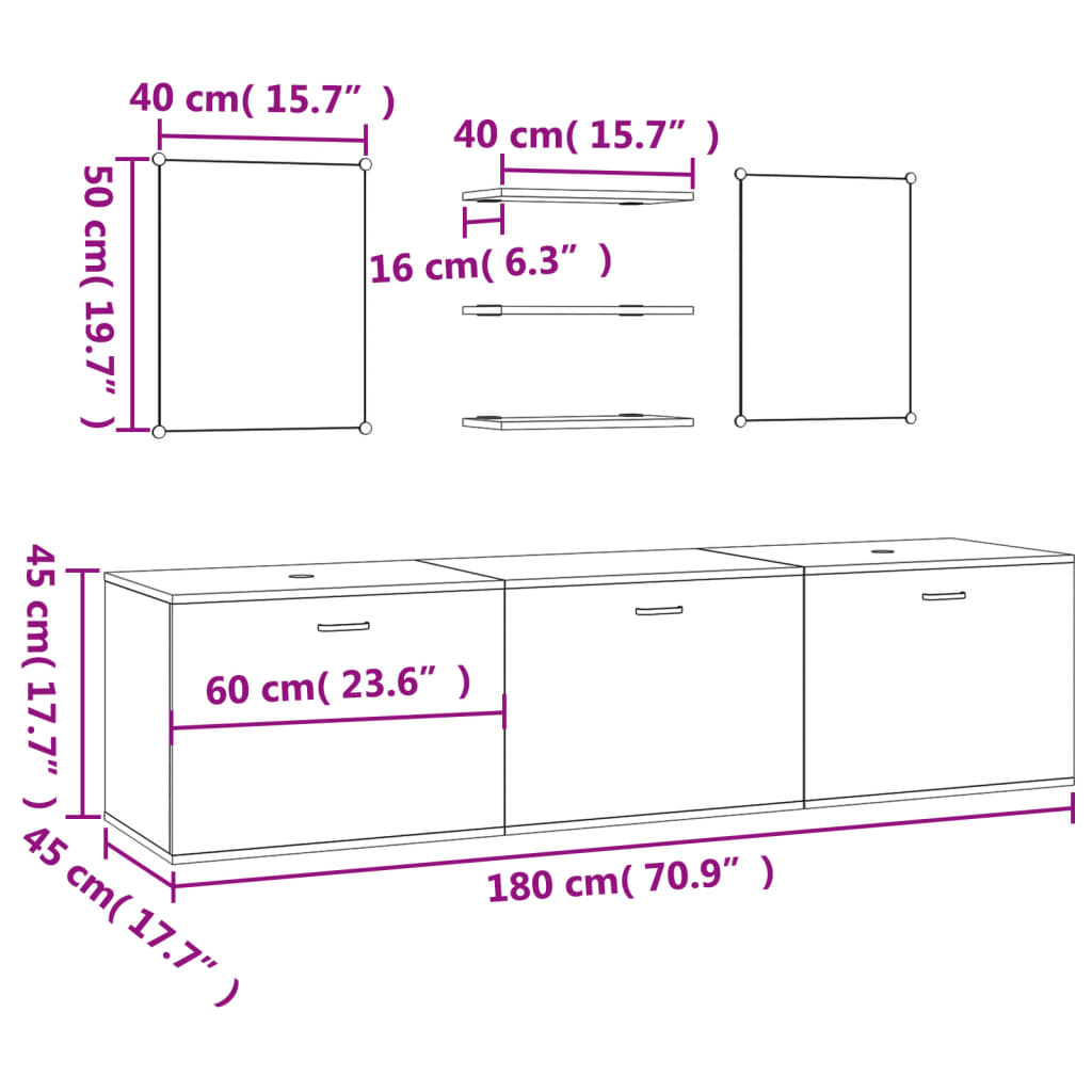 Set mobilier de baie, 6 piese, negru, lemn prelucrat