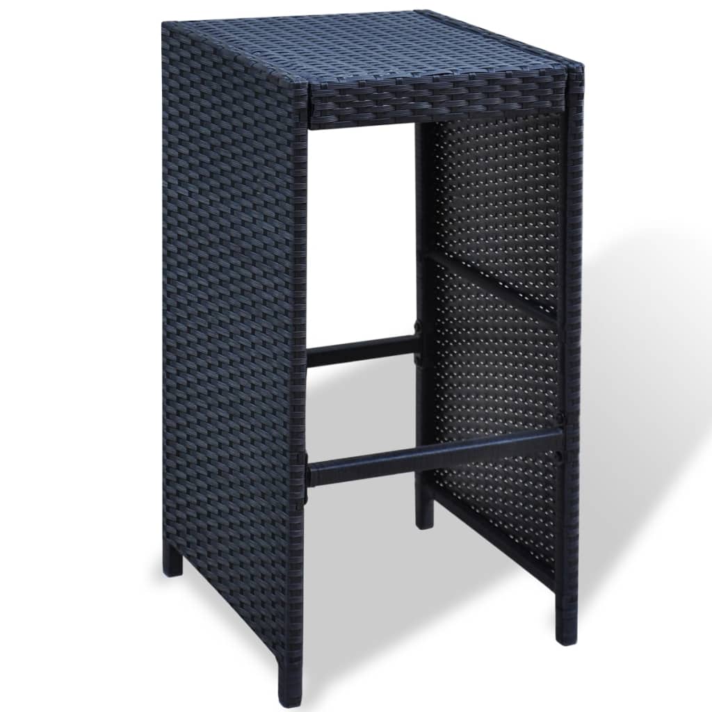 Set mobilier bar de grădină cu perne, 7 piese, negru, poliratan