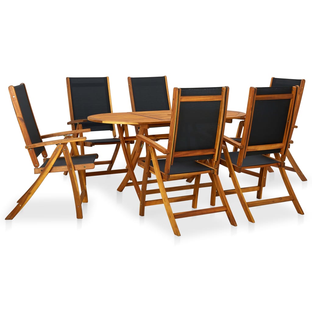 Outdoor furniture set, 7 pieces, solid acacia wood