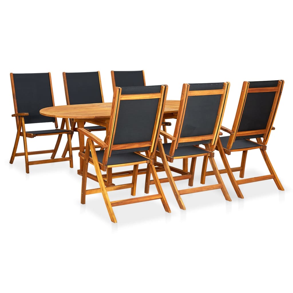 Set mobilier de exterior, 7 piese, lemn masiv de acacia