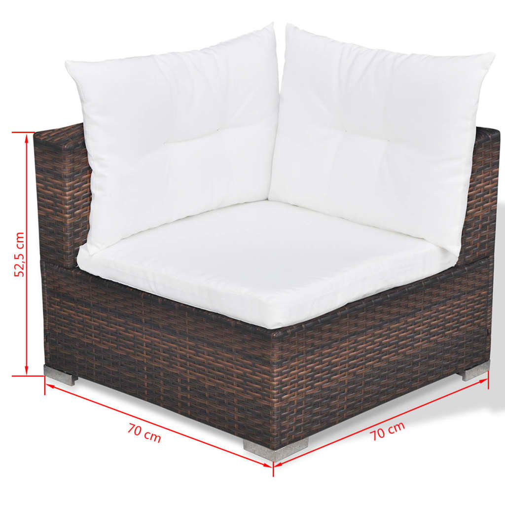 Garden furniture set with cushions, 10 pieces, brown, polyrattan