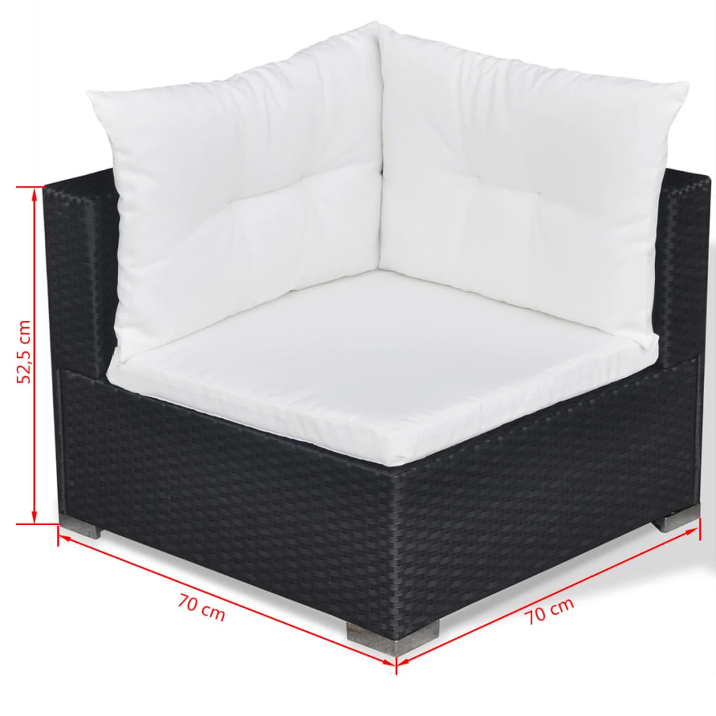 Set mobilier de grădină cu perne, 10 piese, negru, poliratan