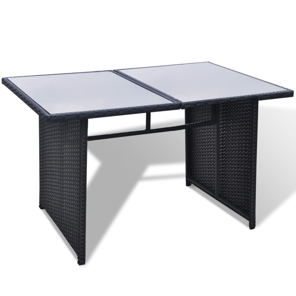 Set mobilier de grădină cu perne, 10 piese, negru, poliratan