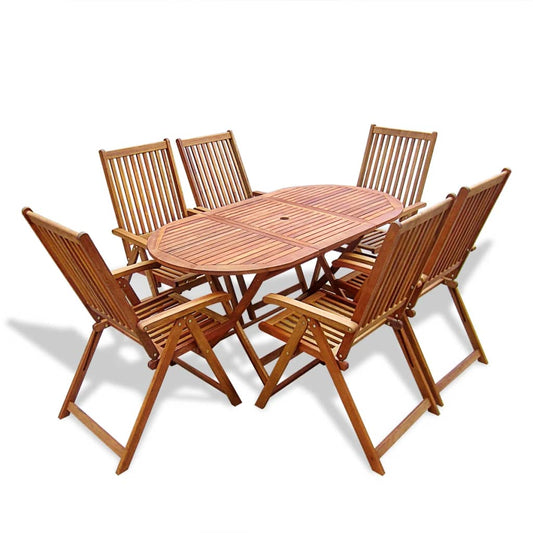 Outdoor furniture set, 7 pieces, solid acacia wood