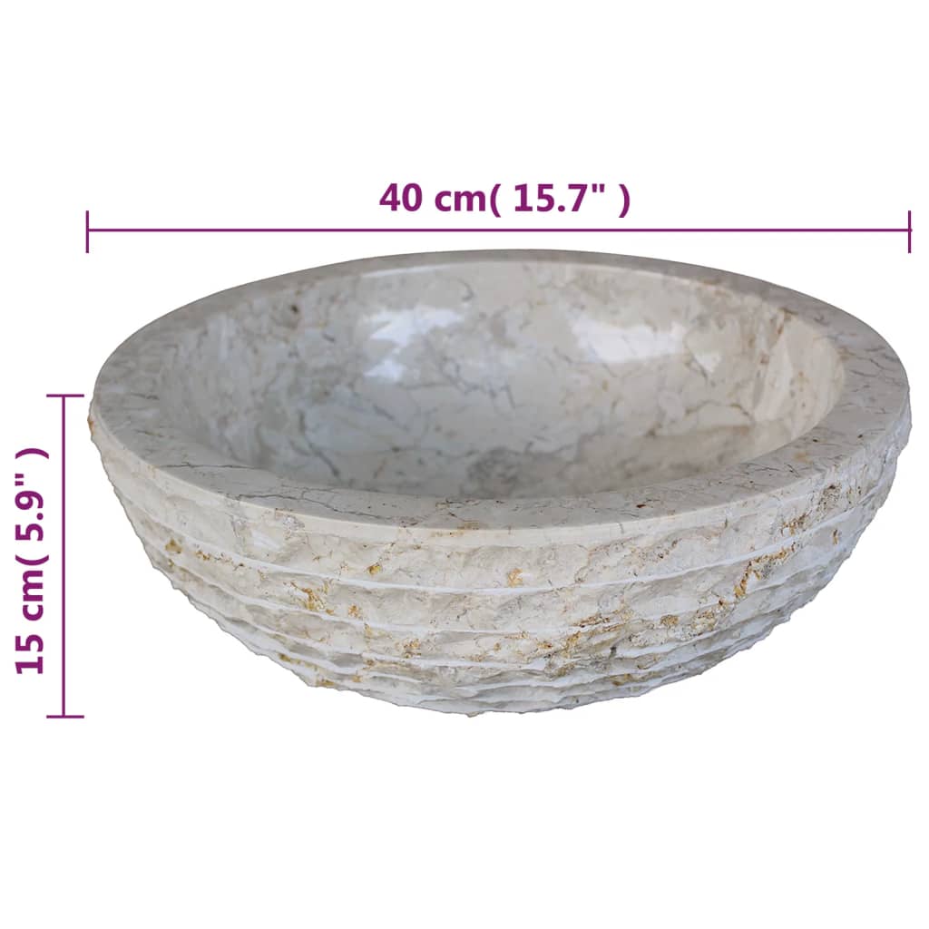 Sink, cream, 40 cm, marble