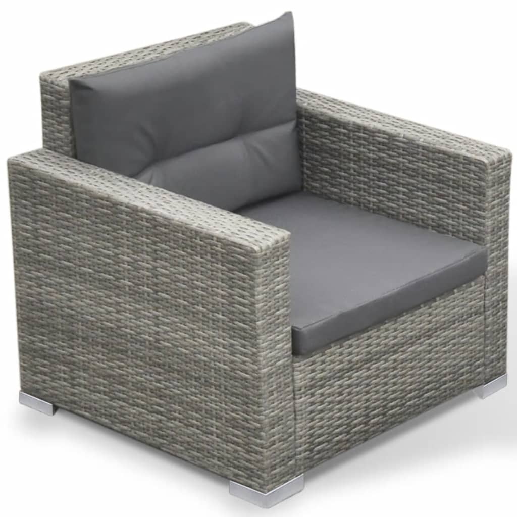 6-piece garden furniture set with cushions, grey, polyrattan