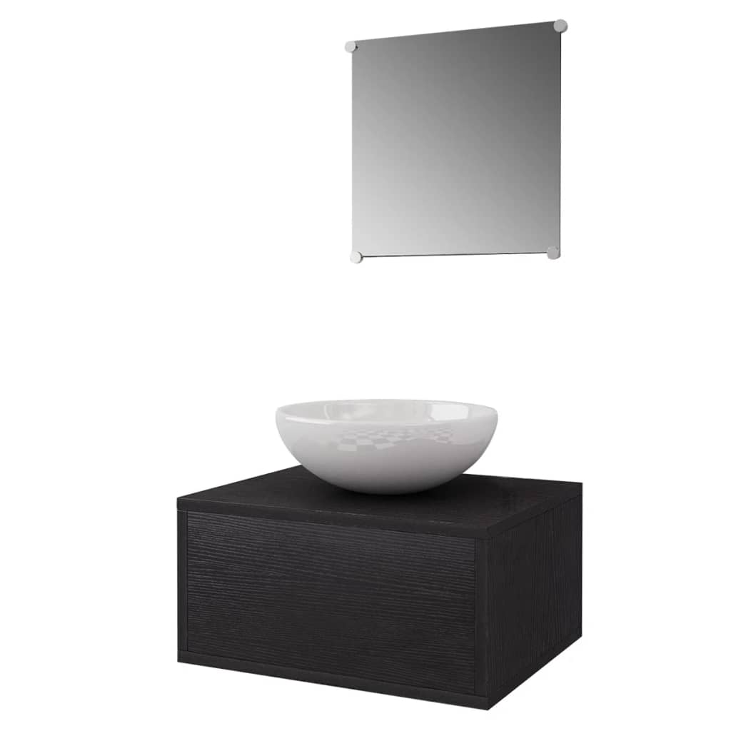 3-piece bathroom furniture set with sink included, Black