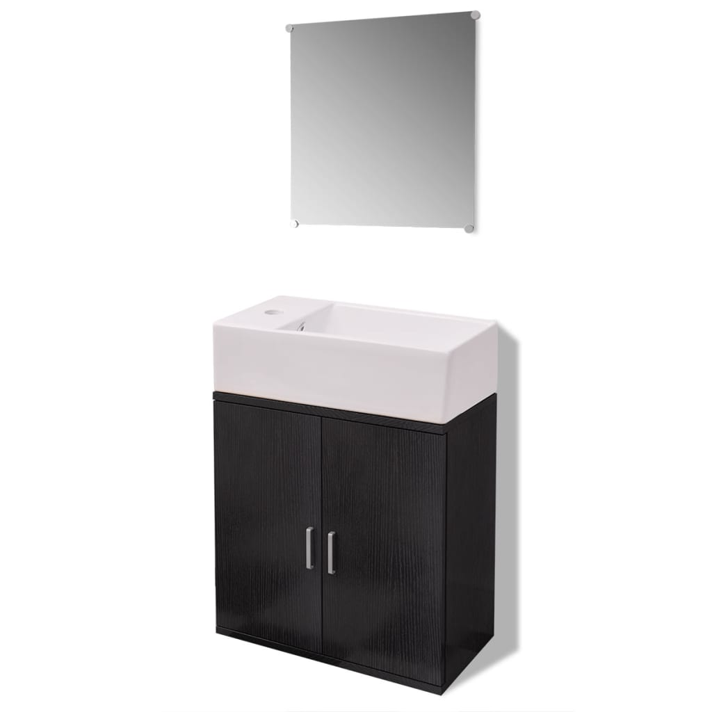 3-piece bathroom furniture set with sink included, Black