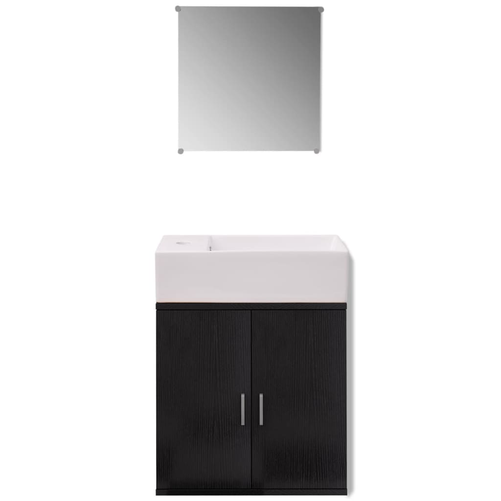 3-piece bathroom furniture set with sink included, Black