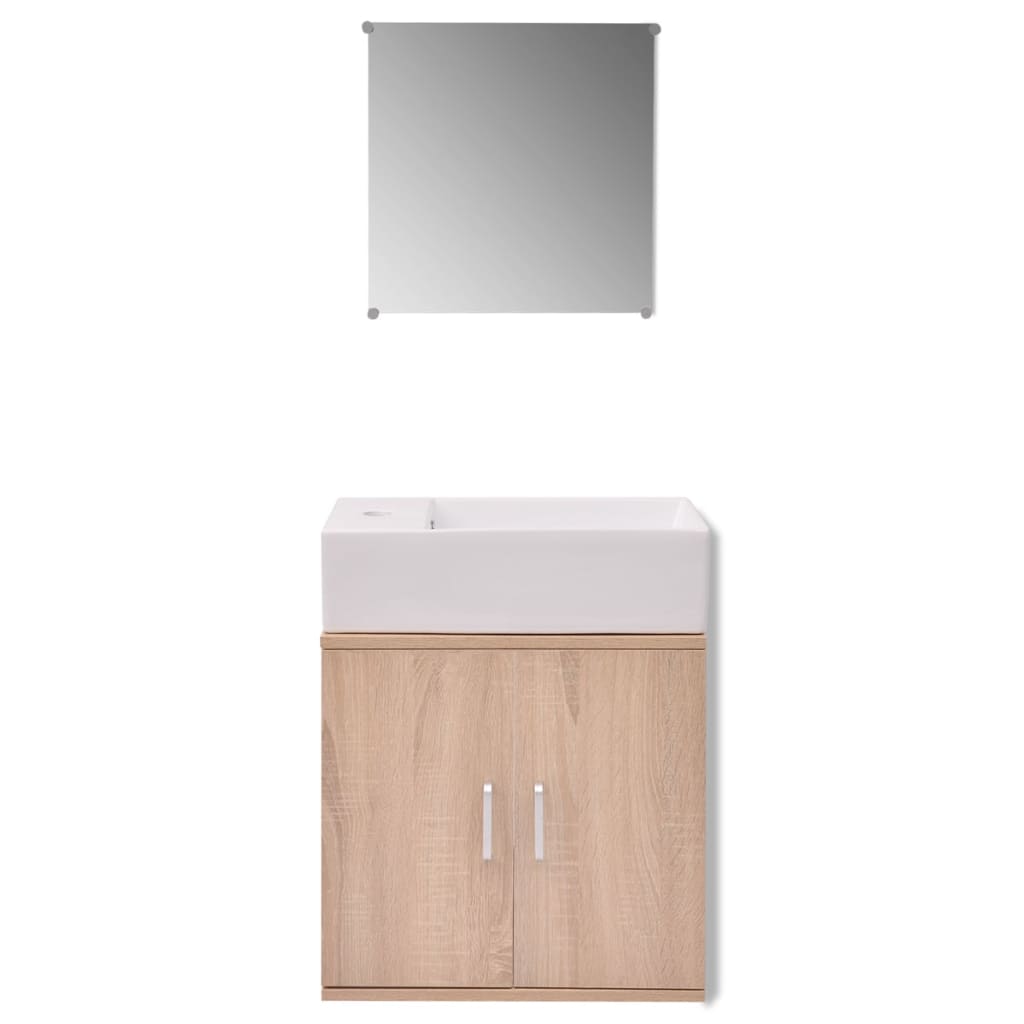 3-piece bathroom furniture set with sink included, Beige