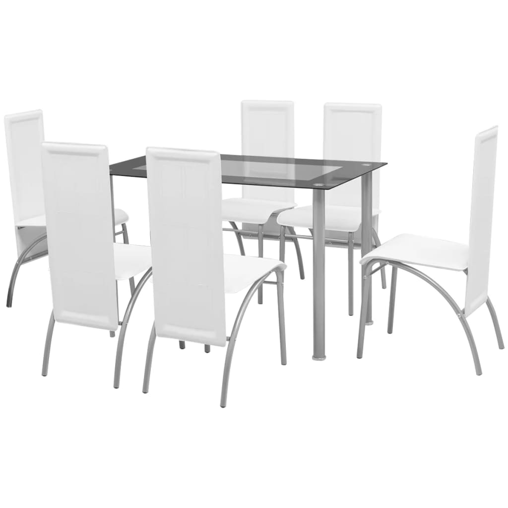 7-piece kitchen table and chairs set, White