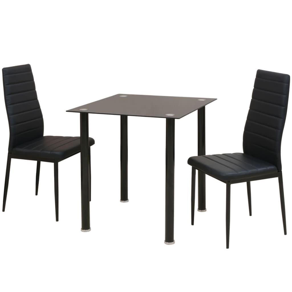 Kitchen table and chairs set, black, 3 pieces