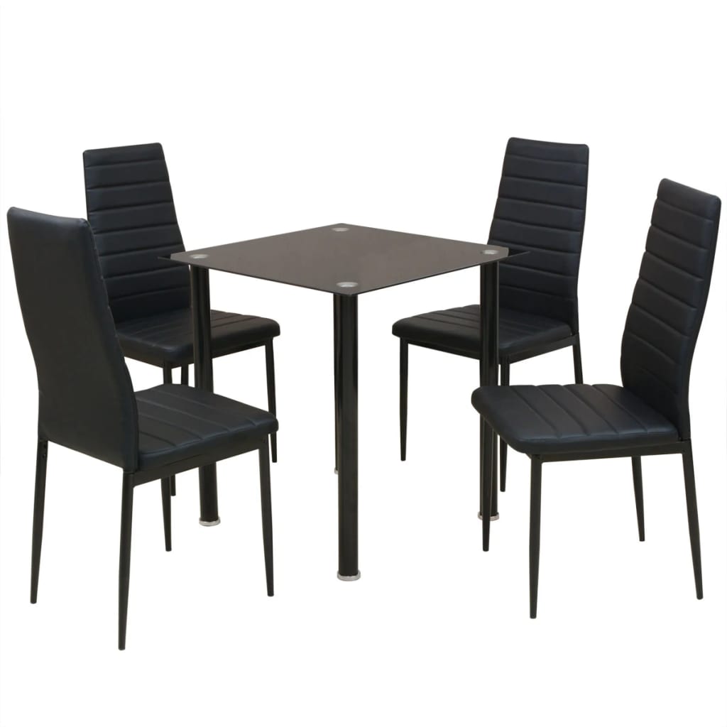 Kitchen table and chairs set, black, 5 pieces