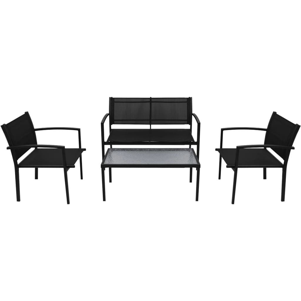 Set mobilier de grădină, 4 piese, negru, textilenă