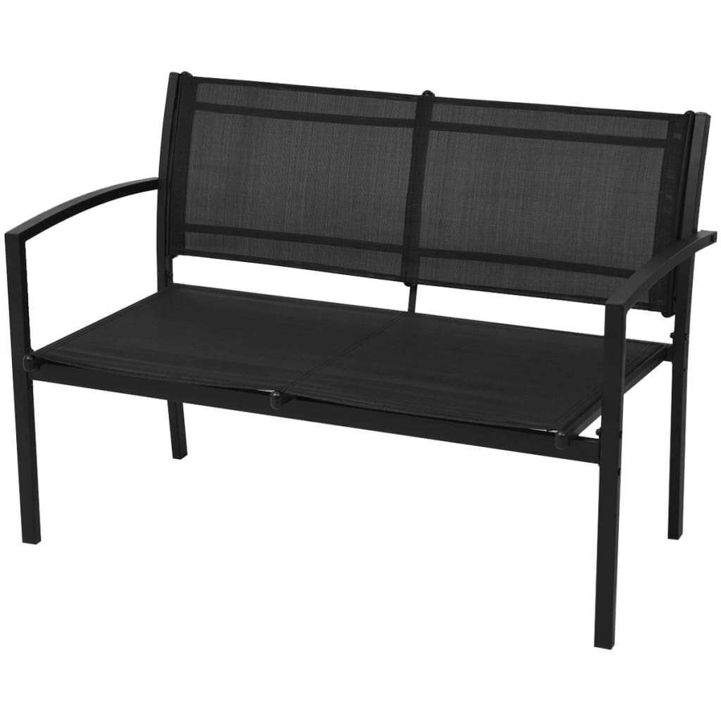 Set mobilier de grădină, 4 piese, negru, textilenă