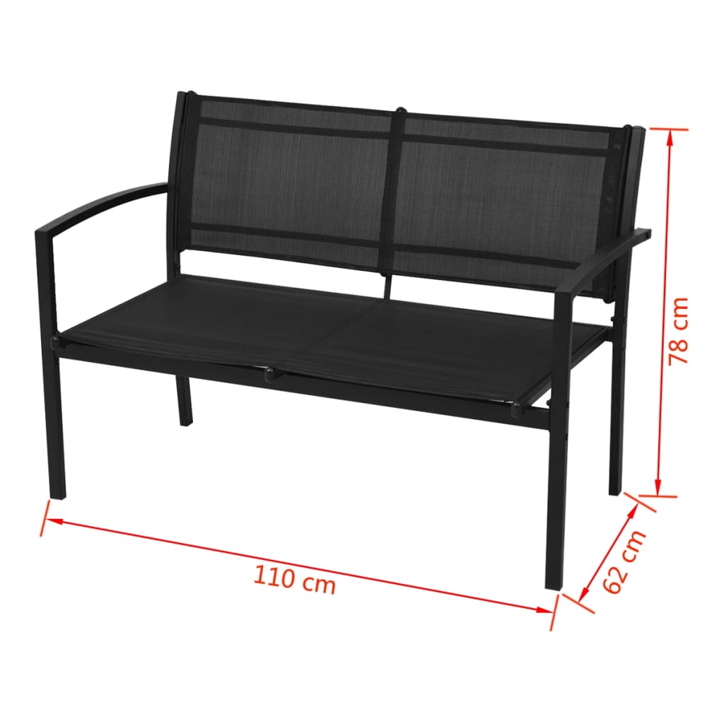 Garden furniture set, 4 pieces, black, textilene