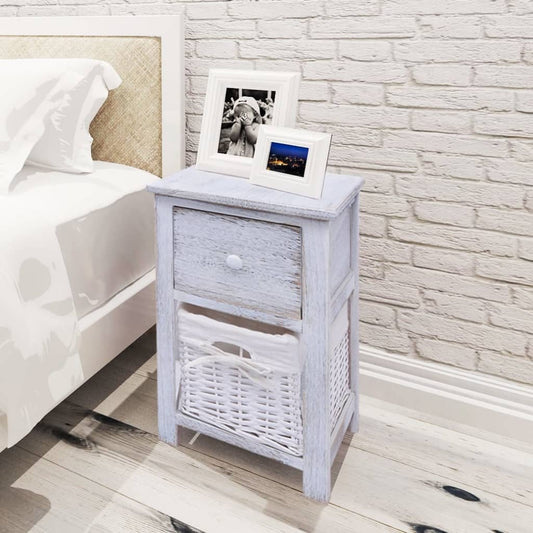 Wooden bedside table, white