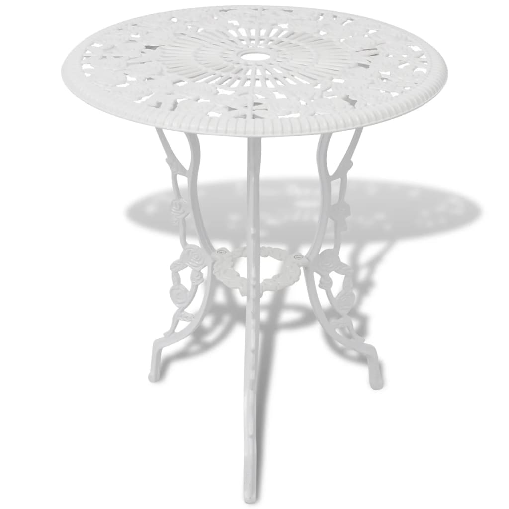 Bistro furniture set, 3 pieces, white, cast aluminum