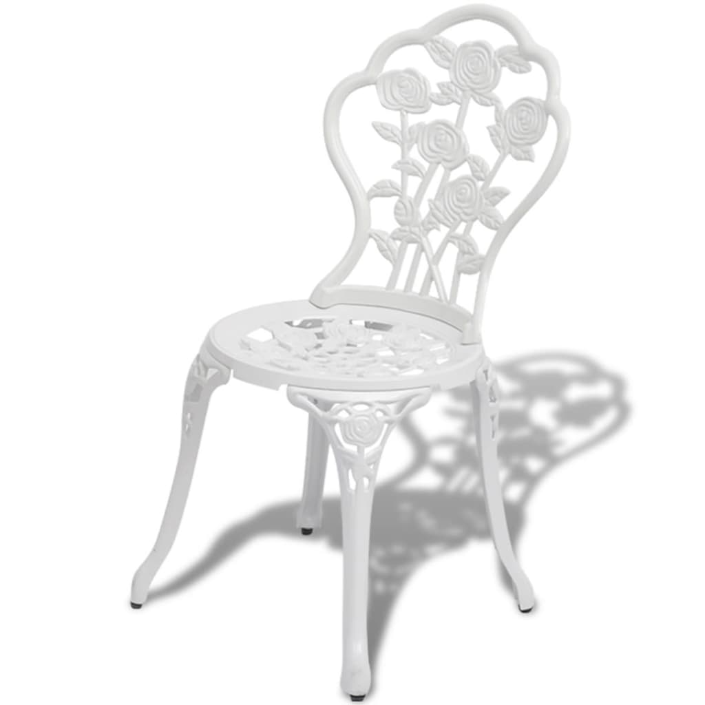 Bistro furniture set, 3 pieces, white, cast aluminum