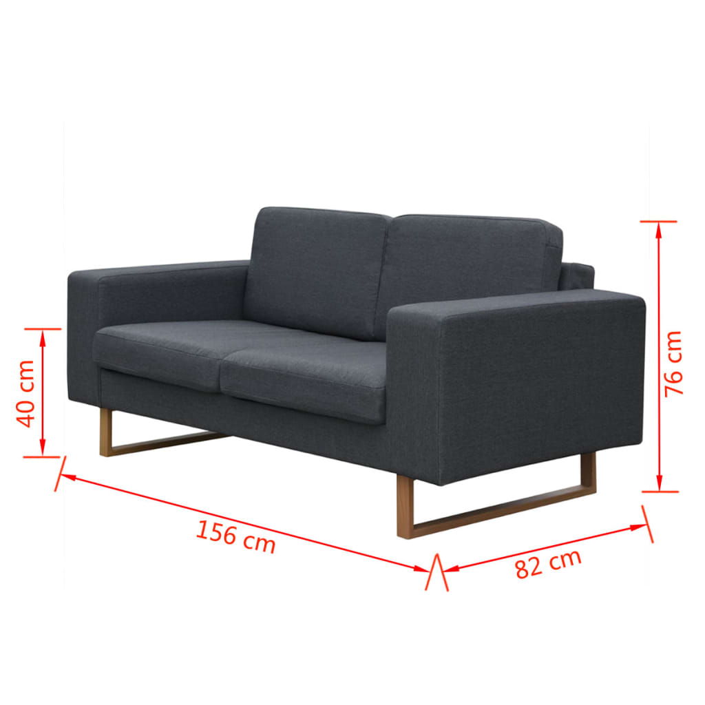 2-seater sofa, dark grey, fabric