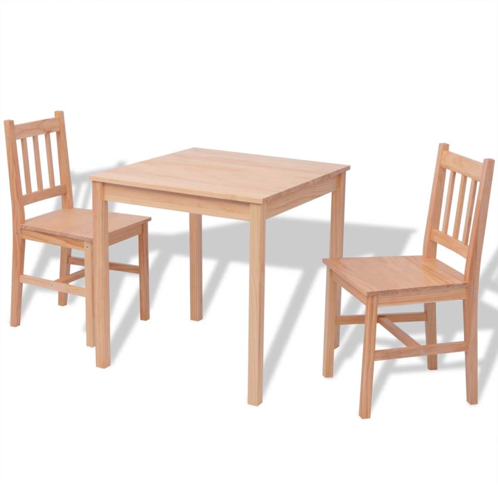 Table set, three pieces, pine wood