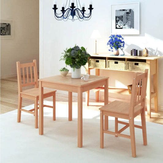 Table set, three pieces, pine wood