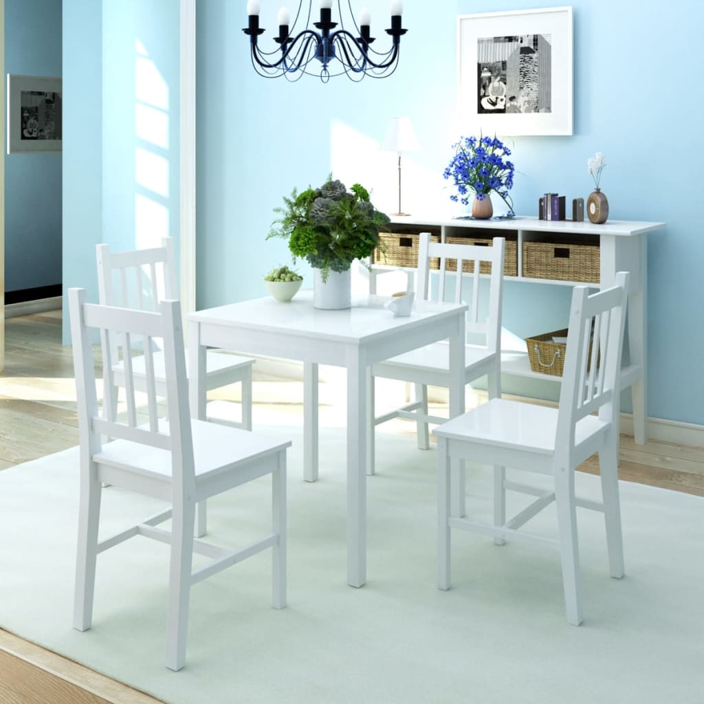 White pine table and chair set, 5 pieces