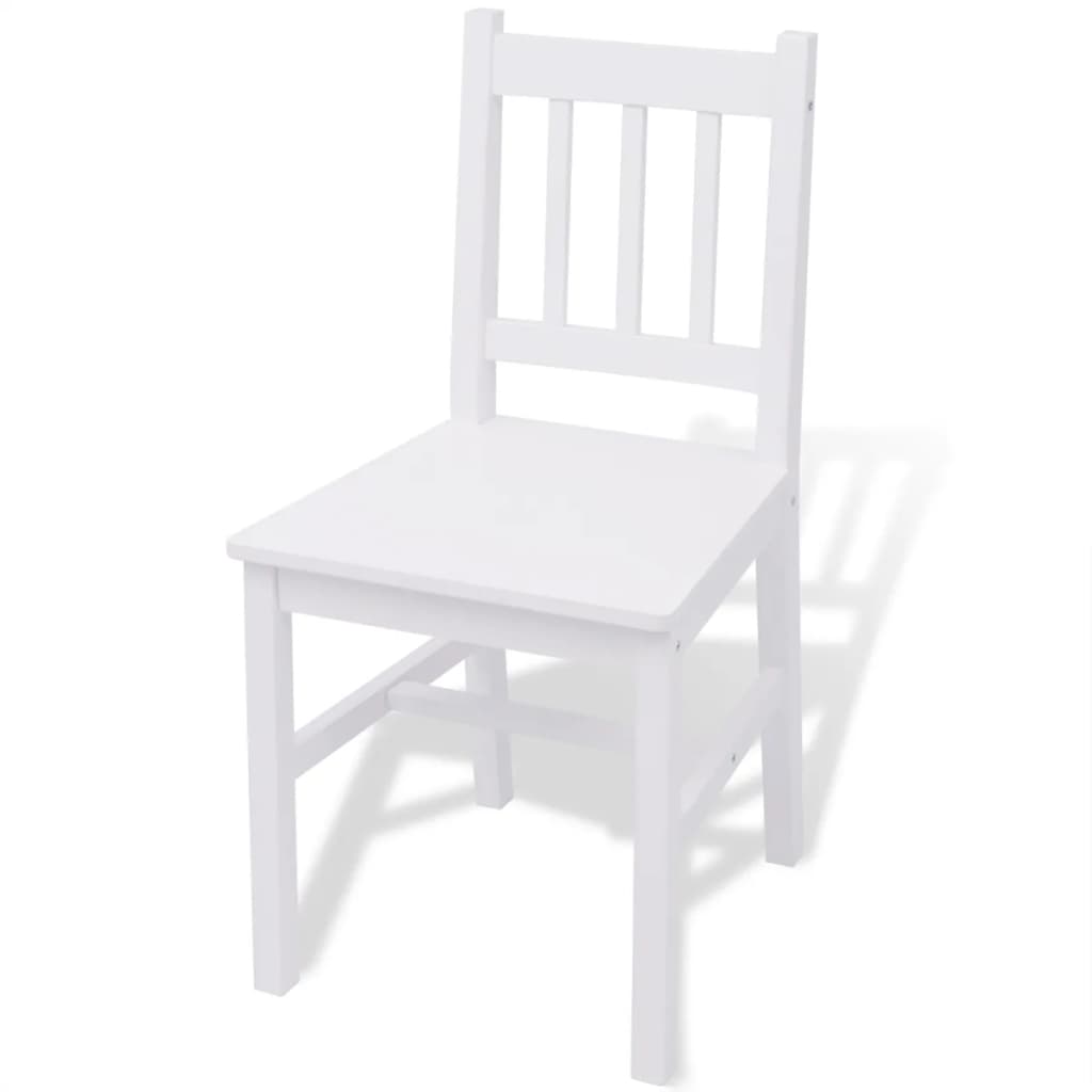 Pine wood table and chairs set, 7 pieces, white