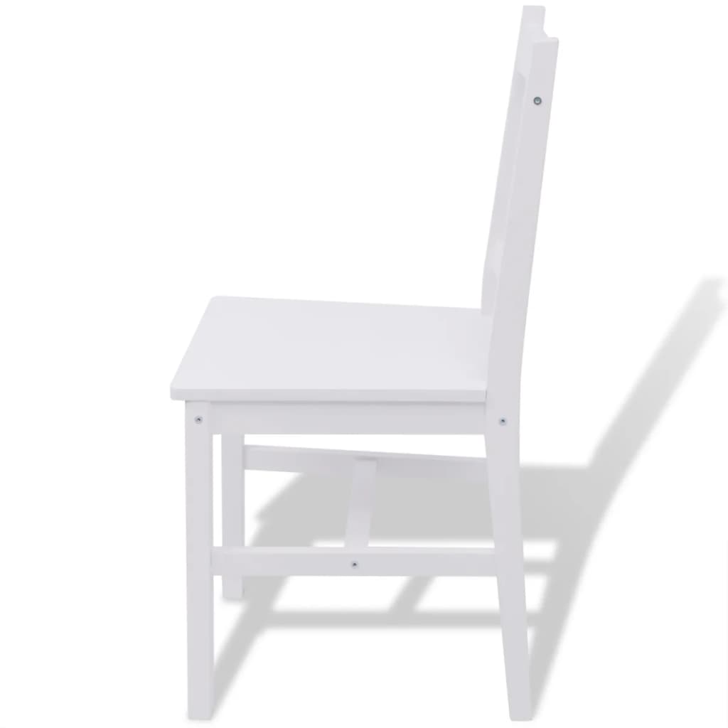 Pine wood table and chairs set, 7 pieces, white