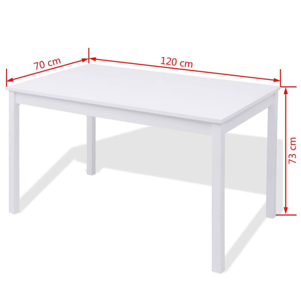 Pine wood table and chairs set, 7 pieces, white