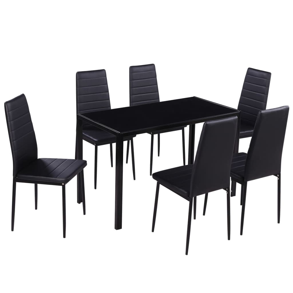 7-piece kitchen table and chairs set, black