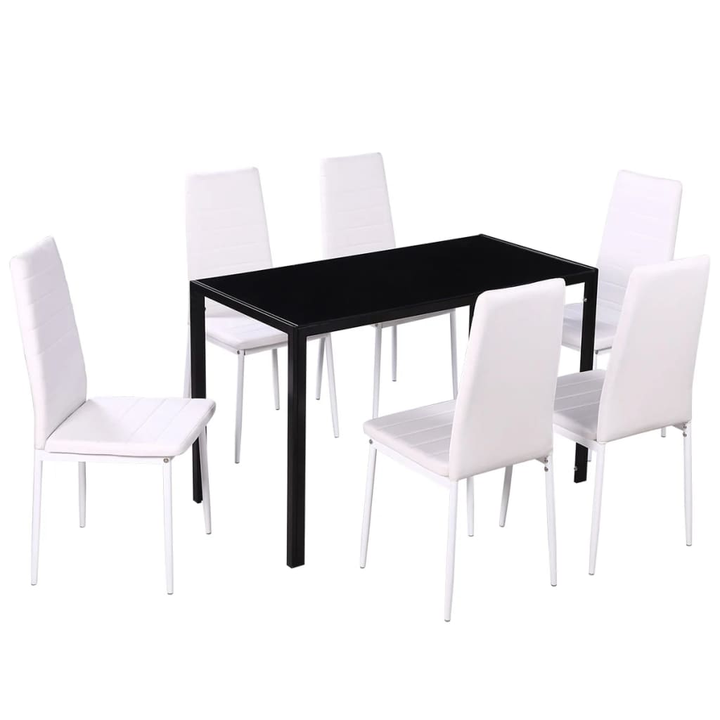 7-piece black and white kitchen table and chairs set