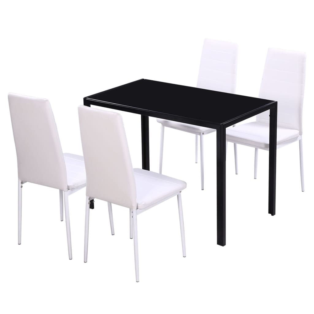 Kitchen table and chairs set, five pieces, black