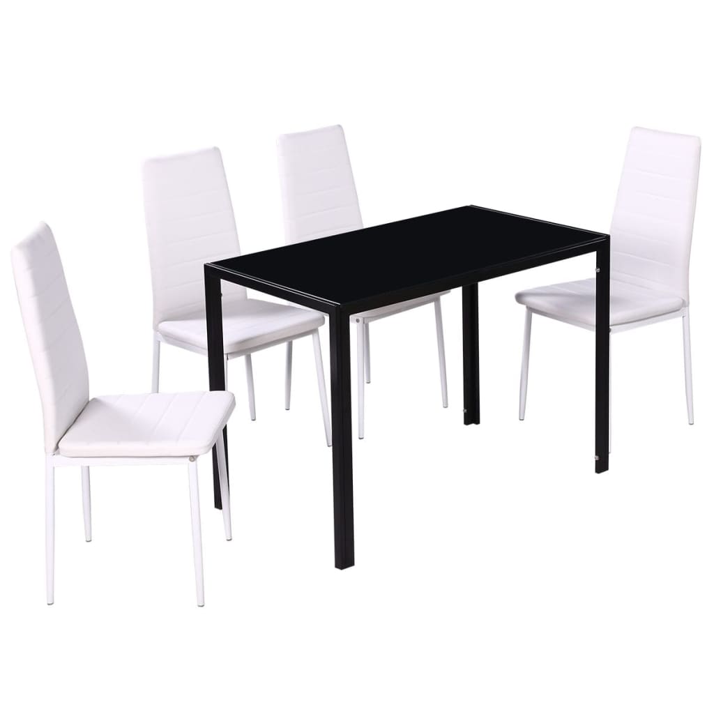 Kitchen table and chairs set, five pieces, black