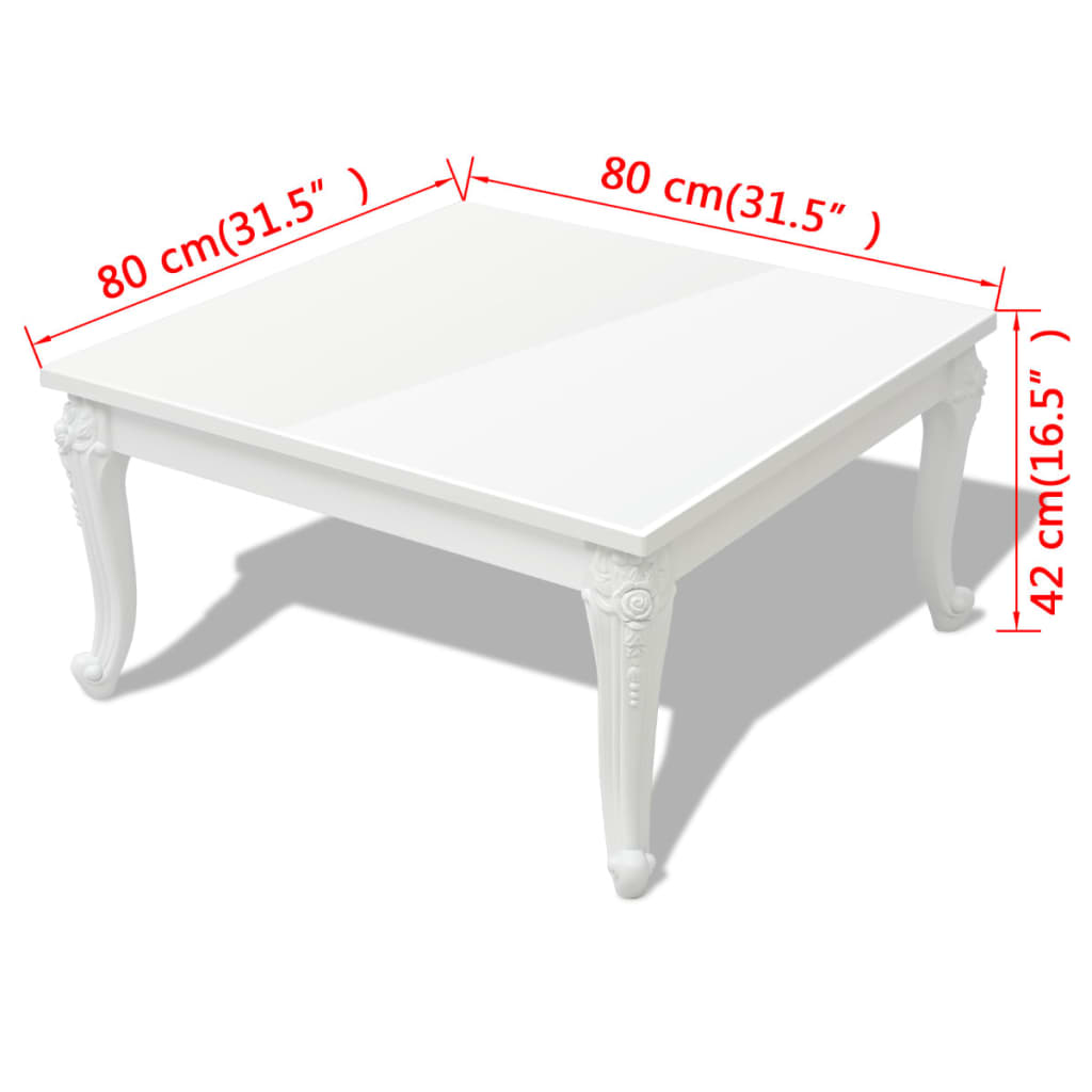 Glossy coffee table, 80 x 80 x 42 cm, white