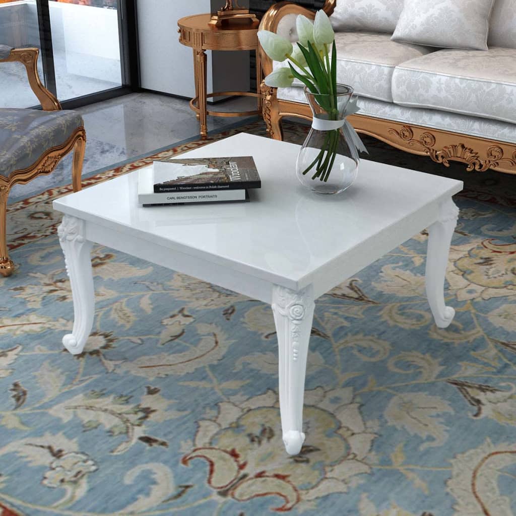 Glossy coffee table, 80 x 80 x 42 cm, white