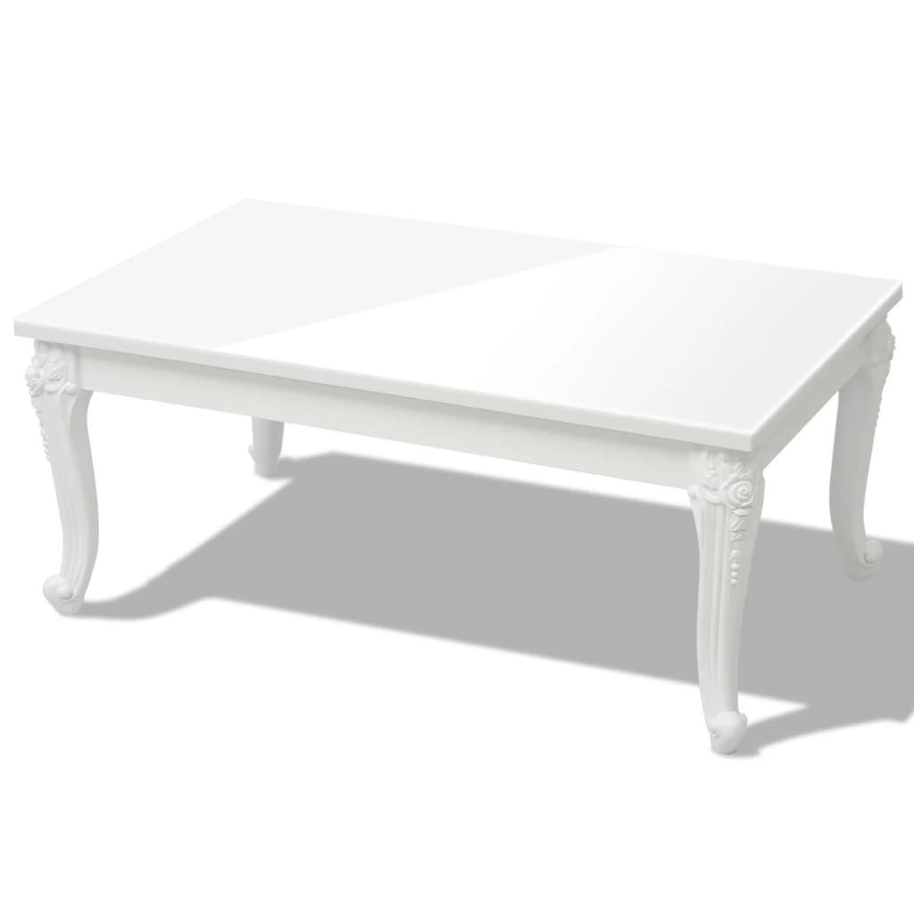 Glossy fiberglass coffee table 100x60x42 cm white