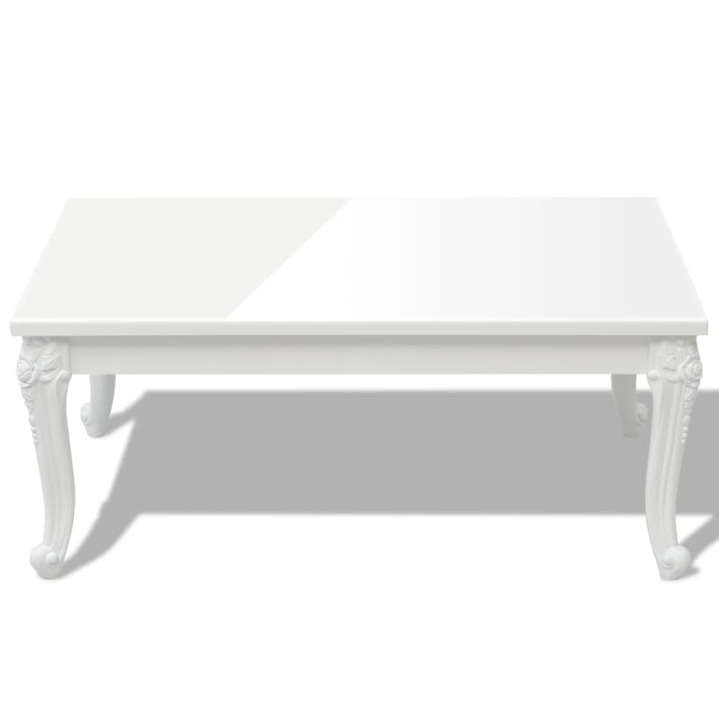 Glossy fiberglass coffee table 100x60x42 cm white