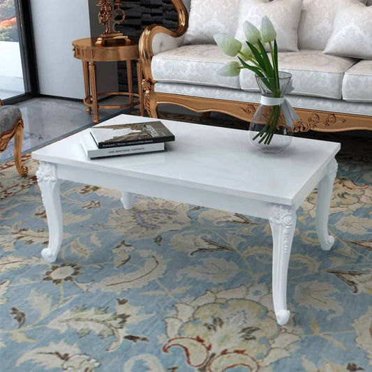 Glossy fiberglass coffee table 100x60x42 cm white