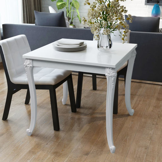 Dining table, high-gloss white, 80x80x76 cm