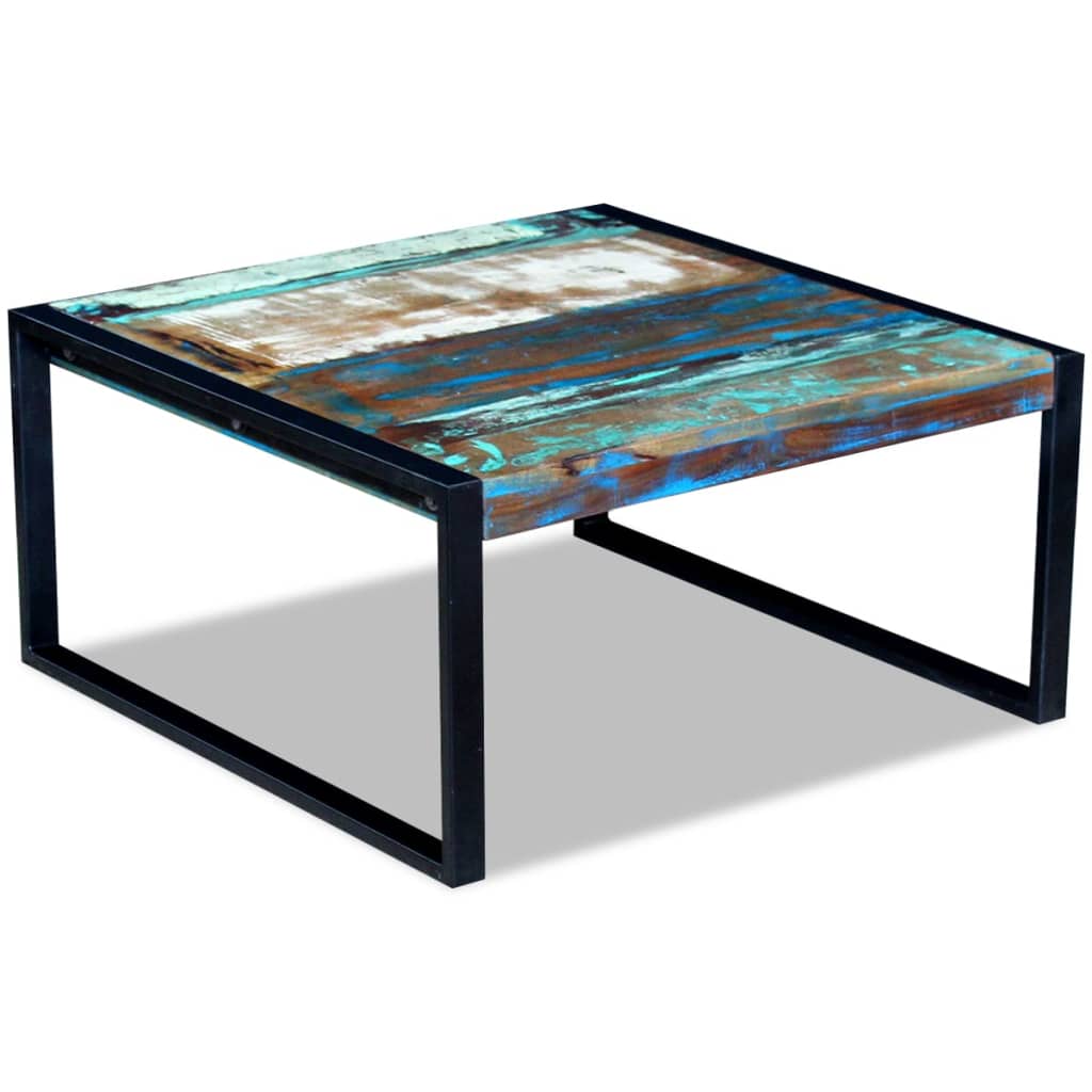 Coffee table, 80 x 80 x 40 cm, solid recycled wood