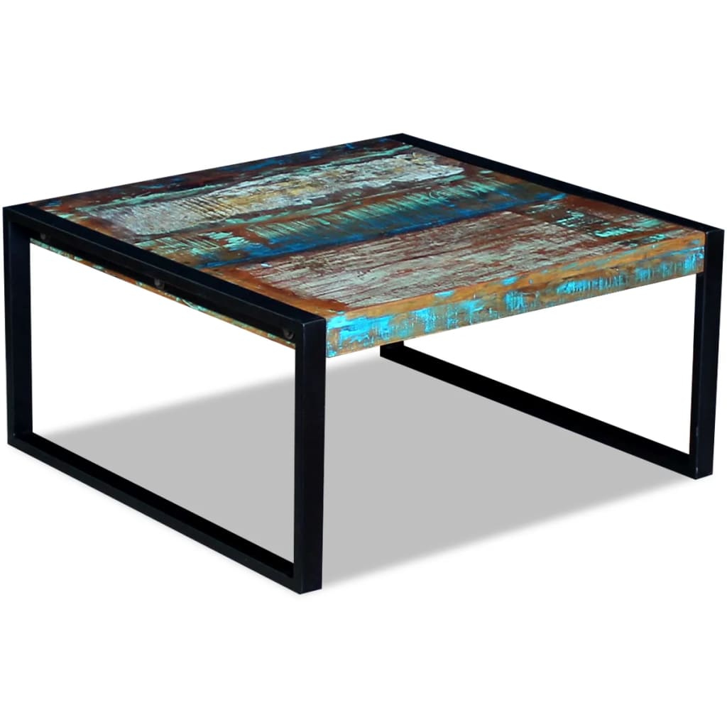 Coffee table, 80 x 80 x 40 cm, solid recycled wood