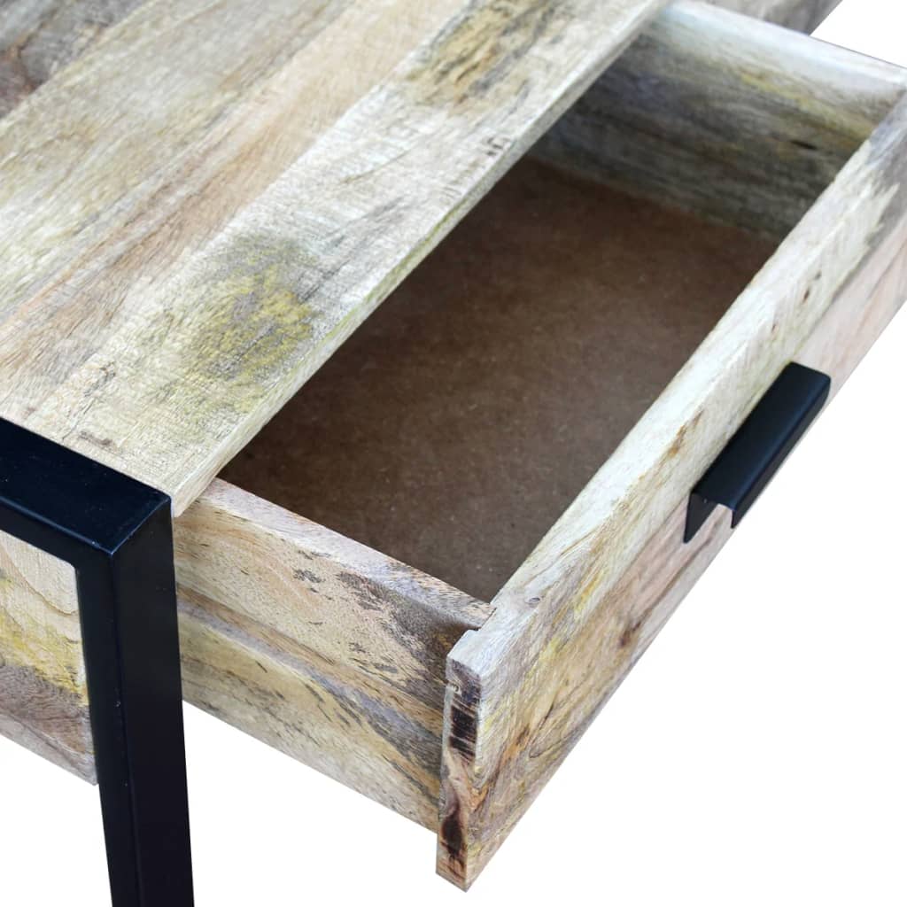 Coffee table with 2 drawers made of solid mango wood, 100x60x40 cm