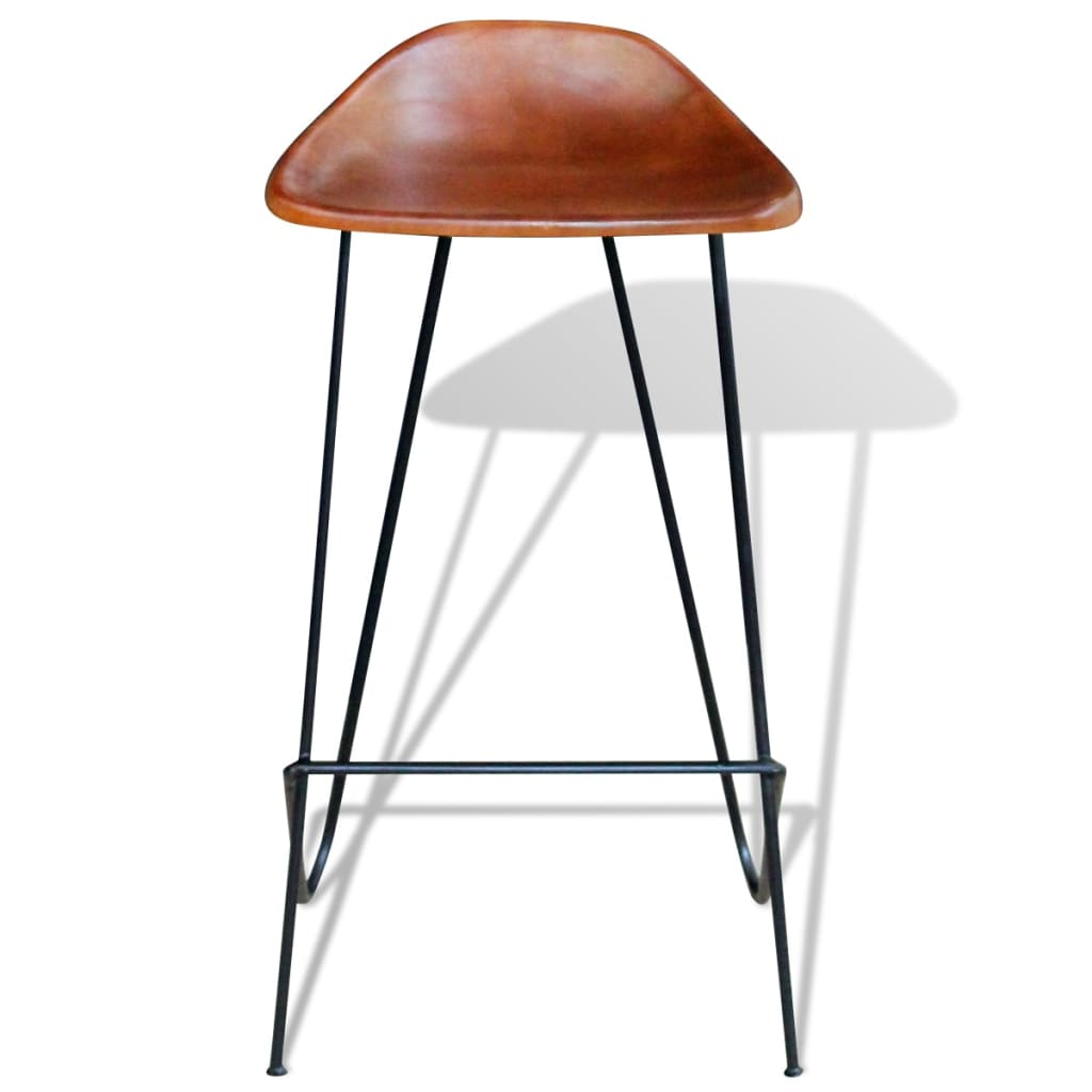 Bar stools, 2 pcs., black and brown, genuine leather