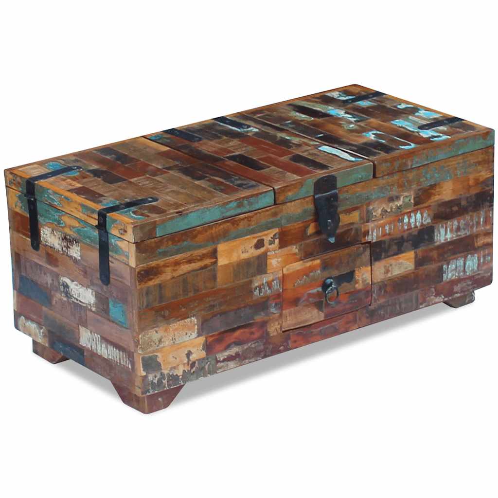 Chest coffee table, 80 x 40 x 35 cm, solid recycled wood