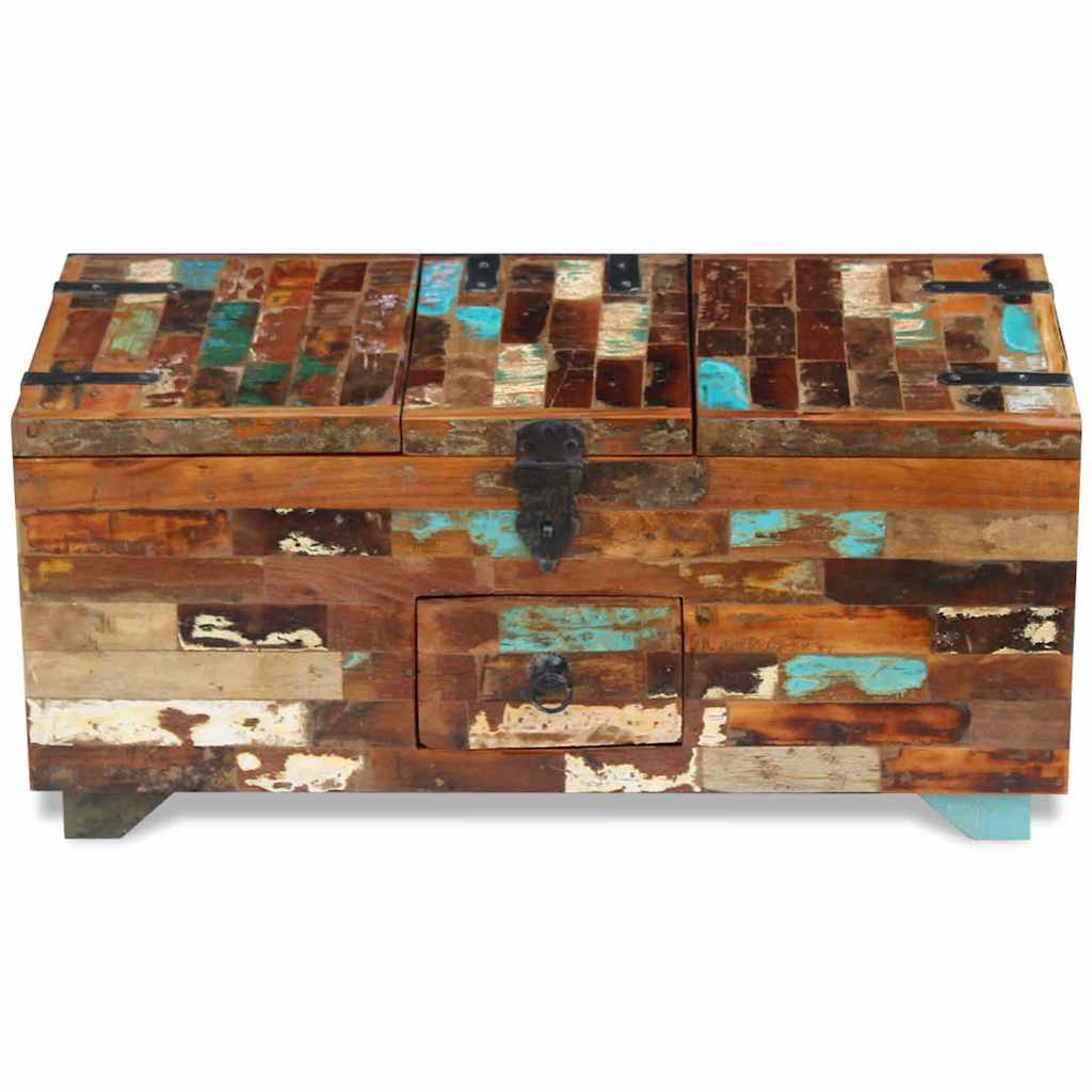 Chest coffee table, 80 x 40 x 35 cm, solid recycled wood