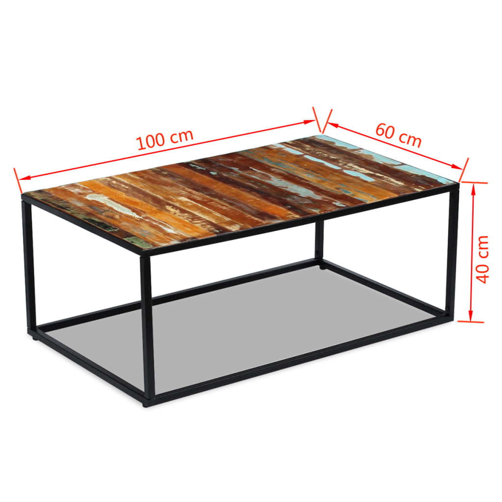 Coffee table, 100 x 60 x 40 cm, solid recycled wood