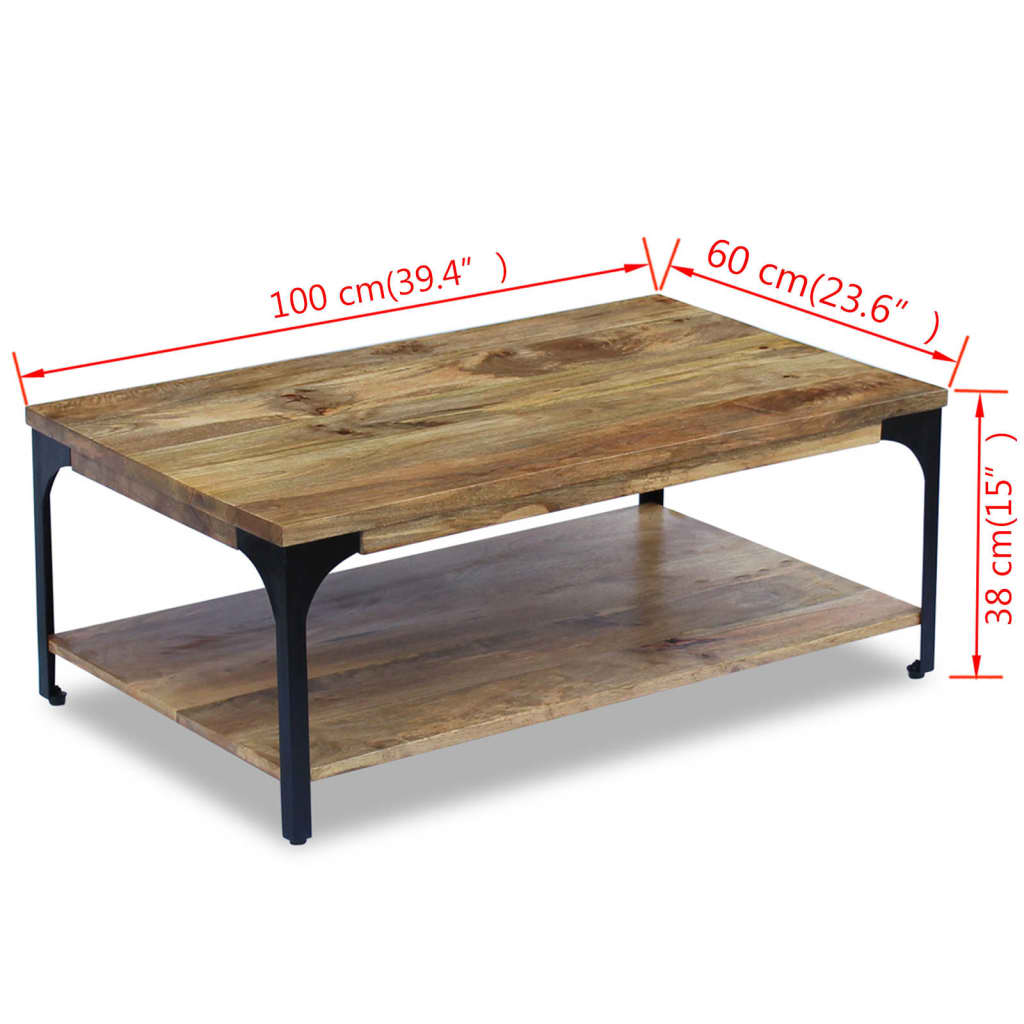 Mango wood coffee table 100x60x38 cm